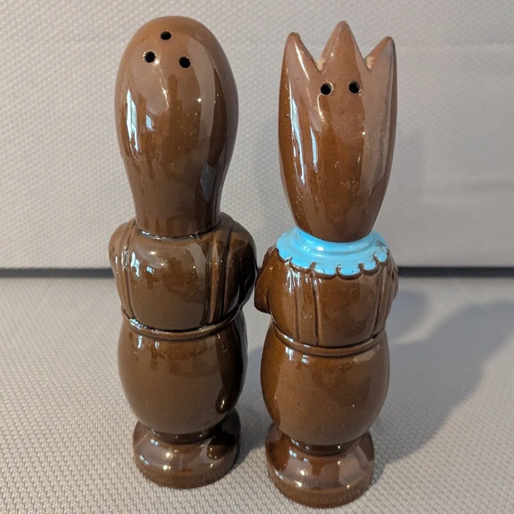 Vintage Anthropomorphic Spoon and Fork Salt and Pepper Shakers Set Large Japan